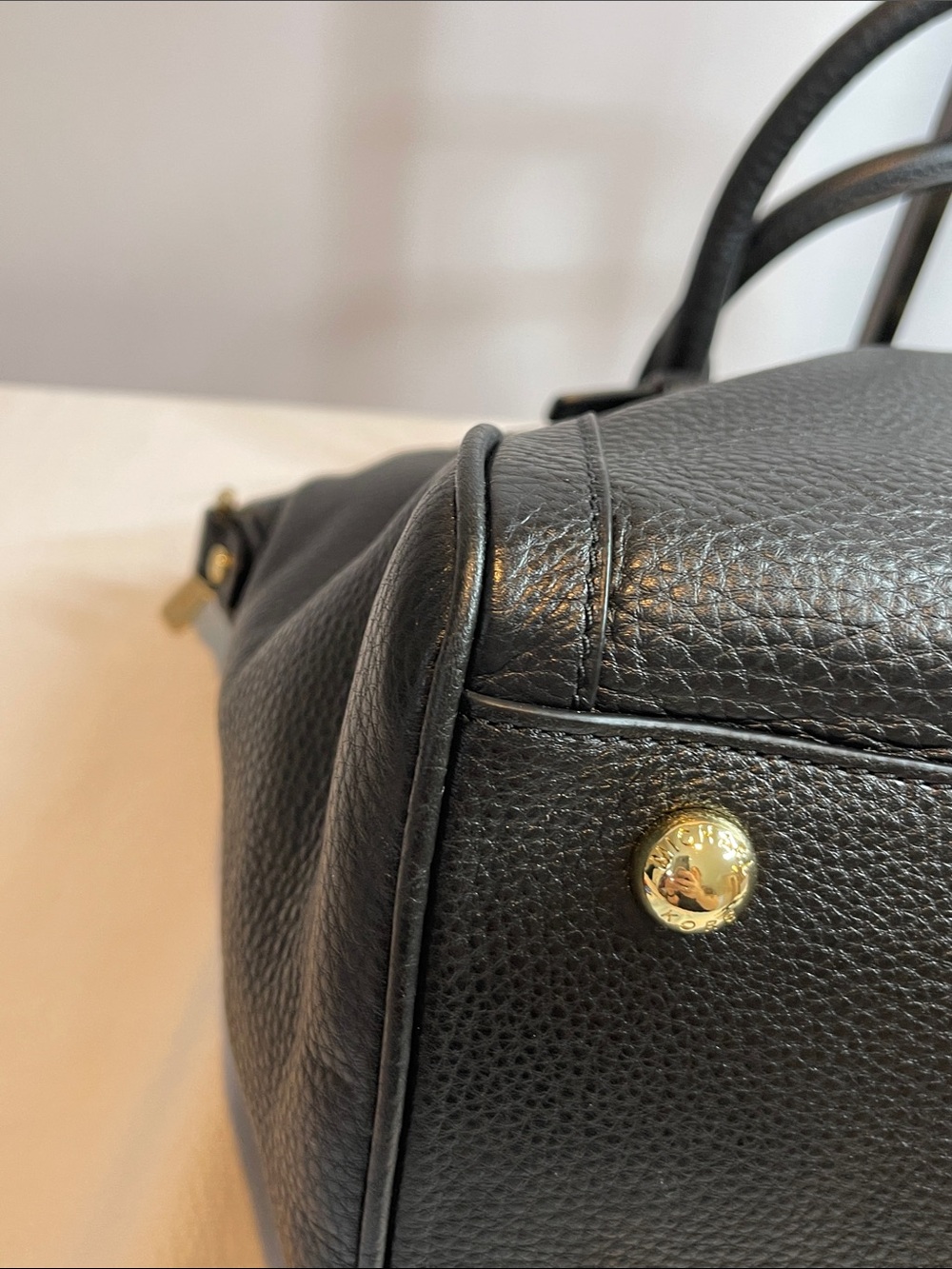 Michael Kors Hudson Black Soft Leather Belted Satchel Shoulder Bag - Picture 9 of 14